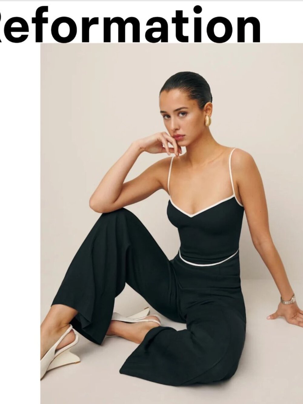 Reformation Camelia Jumpsuit Black - Size 6